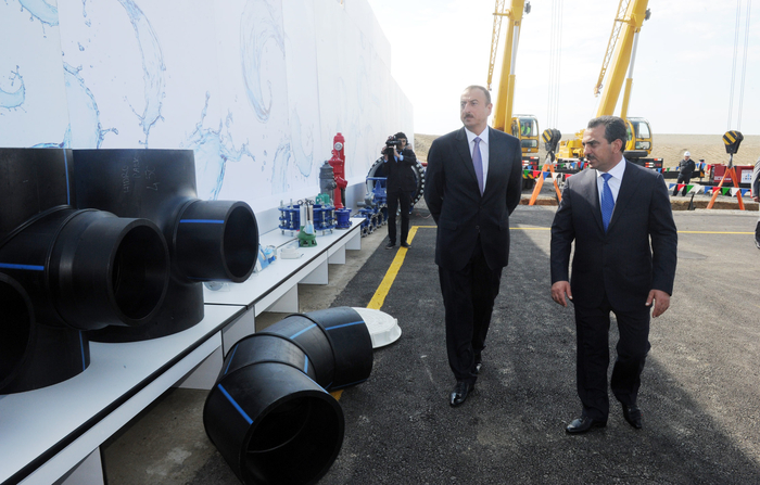 Azerbaijani President lays foundation stone for Shirvan-Mughan group water pipeline in Hajigabul (PHOTO)