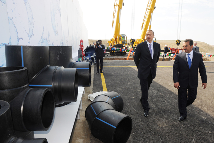 Azerbaijani President lays foundation stone for Shirvan-Mughan group water pipeline in Hajigabul (PHOTO)