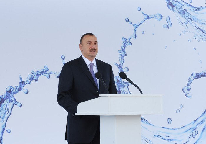 Azerbaijani President lays foundation stone for Shirvan-Mughan group water pipeline in Hajigabul (PHOTO)