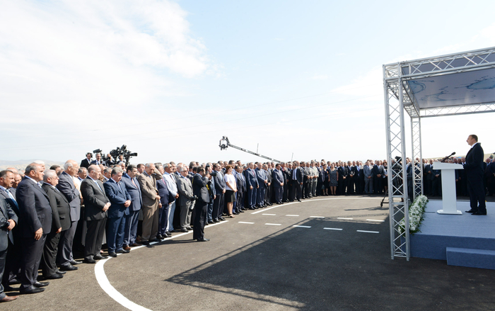 Azerbaijani President lays foundation stone for Shirvan-Mughan group water pipeline in Hajigabul (PHOTO)