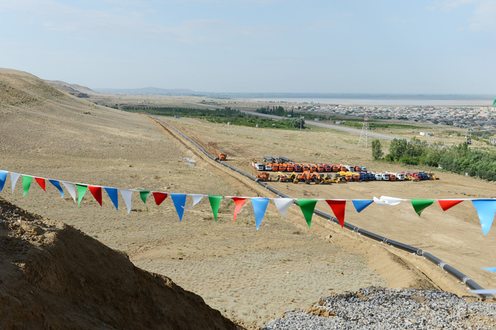 Azerbaijani President lays foundation stone for Shirvan-Mughan group water pipeline in Hajigabul (PHOTO)