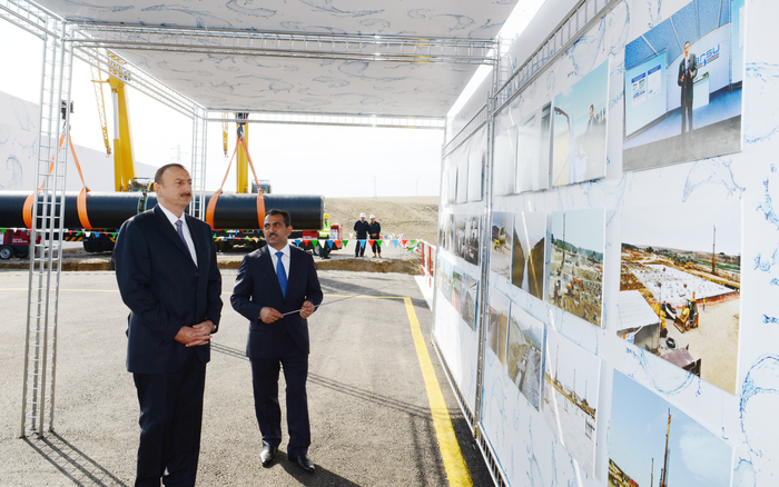 Azerbaijani President lays foundation stone for Shirvan-Mughan group water pipeline in Hajigabul (PHOTO)