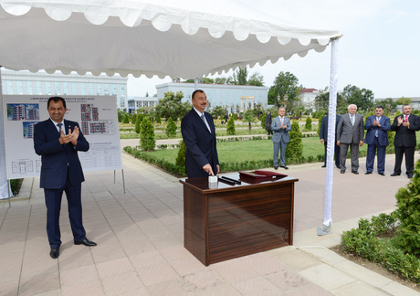 Azerbaijani President attends ceremony of laying foundation stone of Youth Center in Lankaran region (PHOTO)