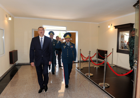 Azerbaijani President opens newly reconstructed Lankaran frontier troops garrison (PHOTO)