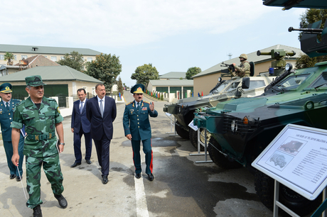 Azerbaijani President opens newly reconstructed Lankaran frontier troops garrison (PHOTO)