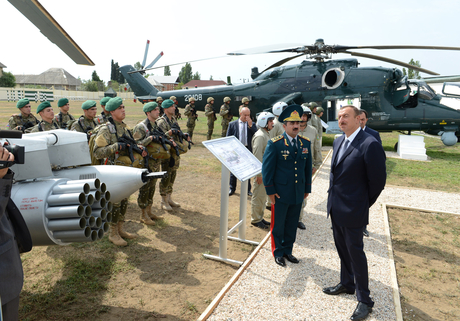 Azerbaijani President opens newly reconstructed Lankaran frontier troops garrison (PHOTO)