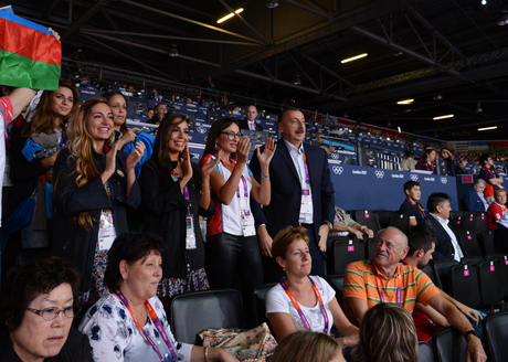 President Ilham Aliyev watched the action in Greco-roman wrestling at the London Olympics (PHOTO)