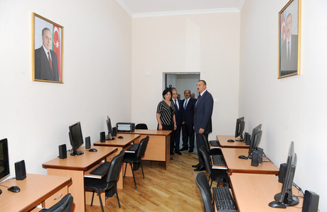 President Ilham Aliyev opens secondary school and kindergarten (PHOTO)