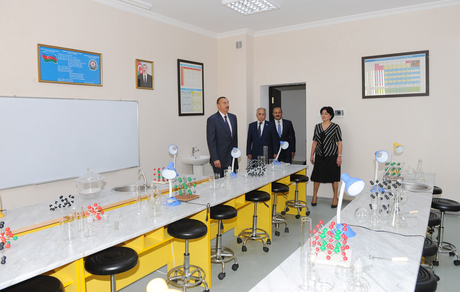 President Ilham Aliyev opens secondary school and kindergarten (PHOTO)