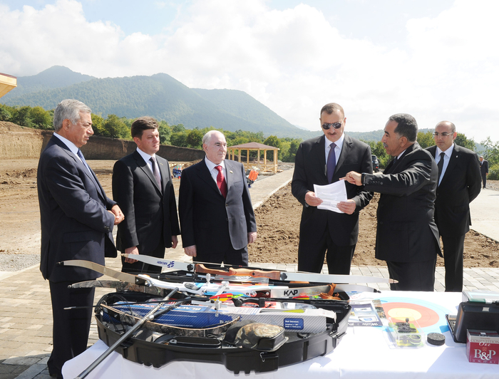 Azerbaijani President inspects construction work at skeet shooting and target archery complex in Gabala (PHOTO)