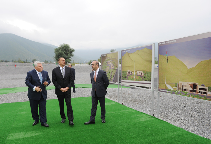 Azerbaijani President lays foundations stone for Heydar Aliyev Center in Shaki (PHOTO)