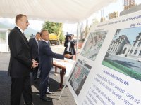President Ilham Aliyev inspects construction of Karvansaray hotel complex in Gabala (PHOTO)