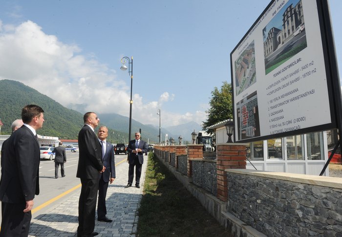 President Ilham Aliyev inspects construction of Karvansaray hotel complex in Gabala (PHOTO)
