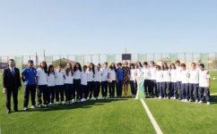 Azerbaijan`s first lady opens boarding school and new stadium in Baku (PHOTO)