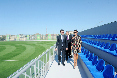 Azerbaijan`s first lady opens boarding school and new stadium in Baku (PHOTO)