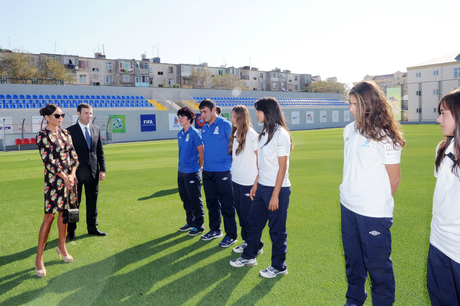 Azerbaijan`s first lady opens boarding school and new stadium in Baku (PHOTO)