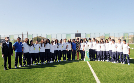 Azerbaijan`s first lady opens boarding school and new stadium in Baku (PHOTO)