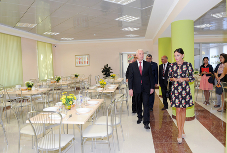 Azerbaijan`s first lady opens boarding school and new stadium in Baku (PHOTO)