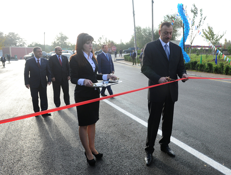 President Ilham Aliyev attends opening of Beylagan-Kabirli-Baharabad highway (PHOTO)