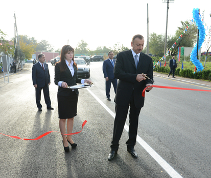 President Ilham Aliyev attends opening of Beylagan-Kabirli-Baharabad highway (PHOTO)