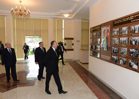 President Ilham Aliyev opens headquarters of New Azerbaijan Party`s regional branch in Saatli (PHOTO)