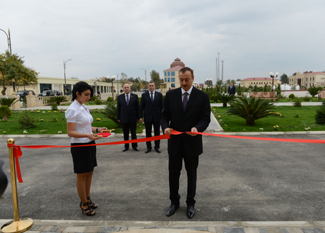 President Ilham Aliyev opens headquarters of New Azerbaijan Party`s regional branch in Saatli (PHOTO)