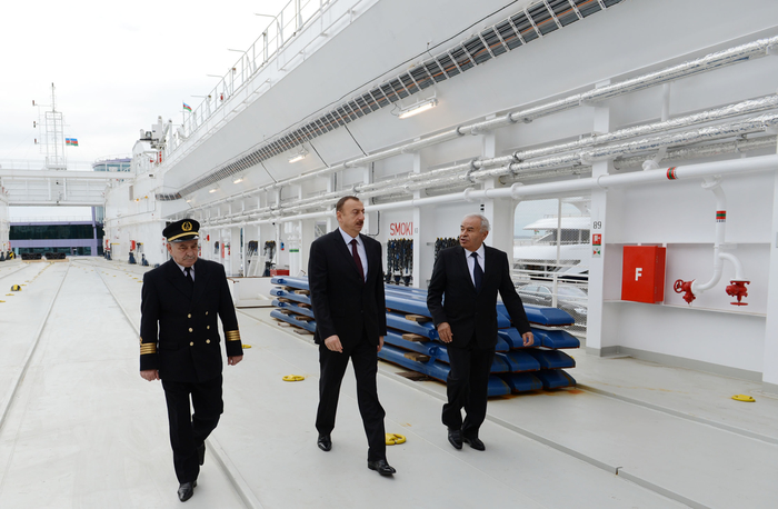 Azerbaijani President attends ceremony to launch Balakan and Barda ferries of State Caspian Shipping Company (PHOTOS)