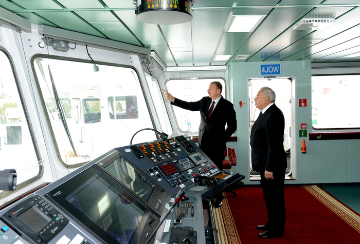 Azerbaijani President attends ceremony to launch Balakan and Barda ferries of State Caspian Shipping Company (PHOTOS)