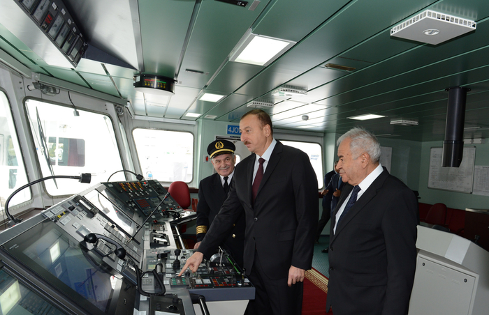 Azerbaijani President attends ceremony to launch Balakan and Barda ferries of State Caspian Shipping Company (PHOTOS)