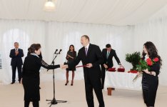 Azerbaijani President and his spouse attend opening ceremony of apartment buildings for disabled and martyr families in Sumgayit (PHOTO)