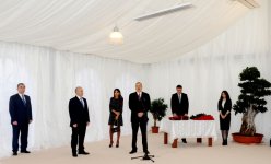 Azerbaijani President and his spouse attend opening ceremony of apartment buildings for disabled and martyr families in Sumgayit (PHOTO)