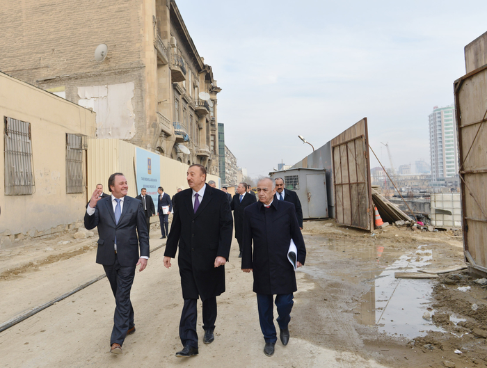 President Ilham Aliyev inspects construction work at underground parking lot, park, garden and fountain complex in Baku (PHOTO)