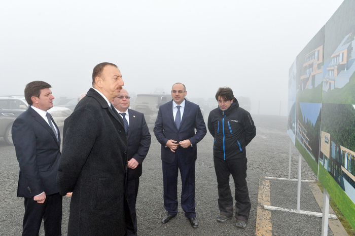 President Ilham Aliyev inspects construction of Tufan Alpine Skiing Recreation Complex (PHOTO)