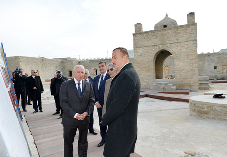 Azerbaijani President and his spouse visit newly-redeveloped “Ateshgah Temple” State Historical Architectural Reserve (PHOTO)