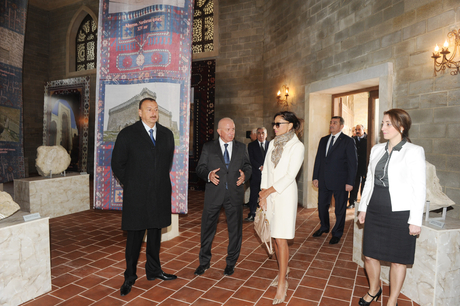 Azerbaijani President and his spouse visit newly-redeveloped “Ateshgah Temple” State Historical Architectural Reserve (PHOTO)
