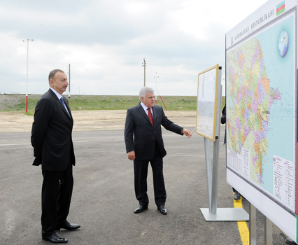 Azerbaijani President attends opening of Renjber-Gubaly-Baloglan-Pir Huseyn motor-road in Hajigabul