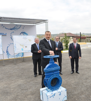 Azerbaijani President attends drinking water pipeline inauguration ceremony in Hajigabul (PHOTO)