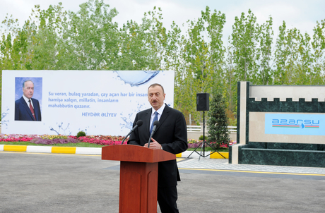 Azerbaijani President attends drinking water pipeline inauguration ceremony in Hajigabul (PHOTO)