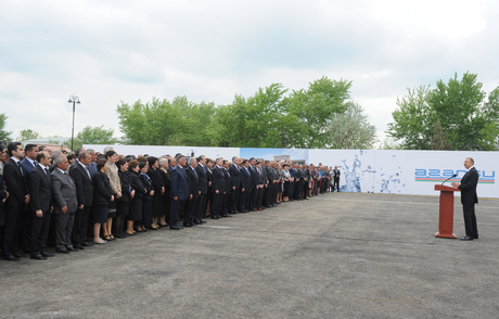 Azerbaijani President attends drinking water pipeline inauguration ceremony in Hajigabul (PHOTO)