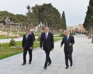 Azerbaijani President opens newly-redeveloped park in Bilajari settlement (PHOTO)