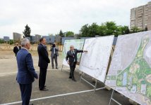 Azerbaijani President inspects construction of Dada Gorgud park in Baku (PHOTO)
