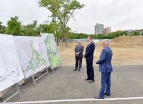 Azerbaijani President inspects construction of Dada Gorgud park in Baku (PHOTO)