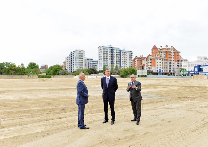 Azerbaijani President inspects construction of Dada Gorgud park in Baku (PHOTO)
