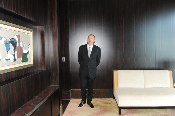 President Ilham Aliyev opens Fairmont Baku hotel at Flame Towers complex (PHOTO)