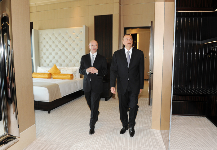 President Ilham Aliyev opens Fairmont Baku hotel at Flame Towers complex (PHOTO)