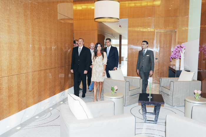 President Ilham Aliyev opens Fairmont Baku hotel at Flame Towers complex (PHOTO)