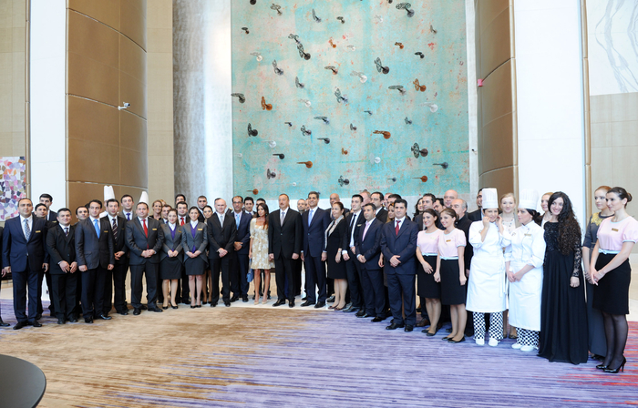 President Ilham Aliyev opens Fairmont Baku hotel at Flame Towers complex (PHOTO)
