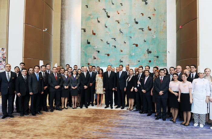 President Ilham Aliyev opens Fairmont Baku hotel at Flame Towers complex (PHOTO)