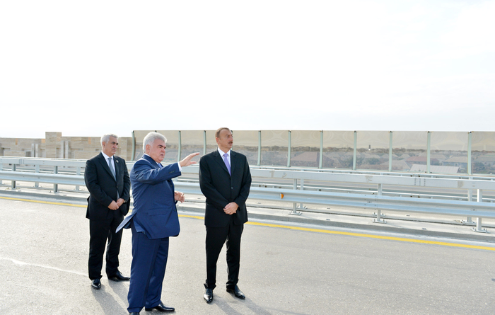 Azerbaijani President attends opening of highway to Qala residential area (PHOTO)