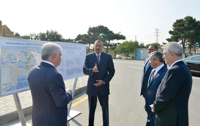 Azerbaijani President Ilham Aliyev familiarizes with major repair works on Sabunchu-Zabrat-Mashtaga-Buzovna road (PHOTO)